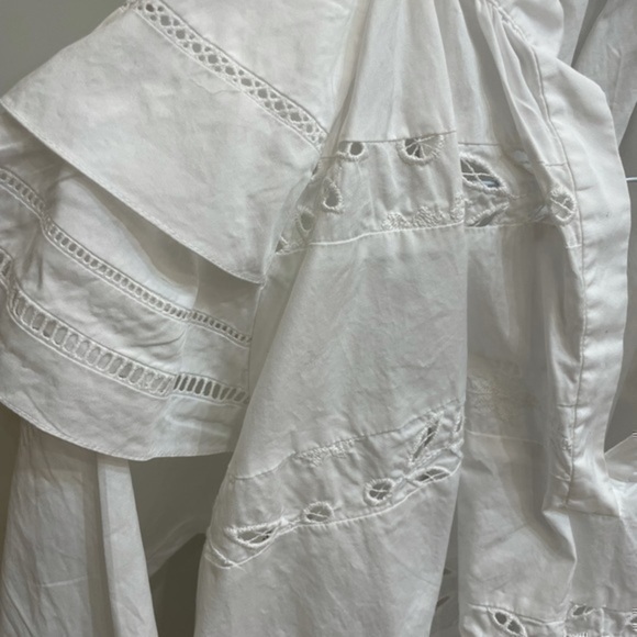 Adam Lippes White Open Work Blouse Size L - Picture 2 of 10